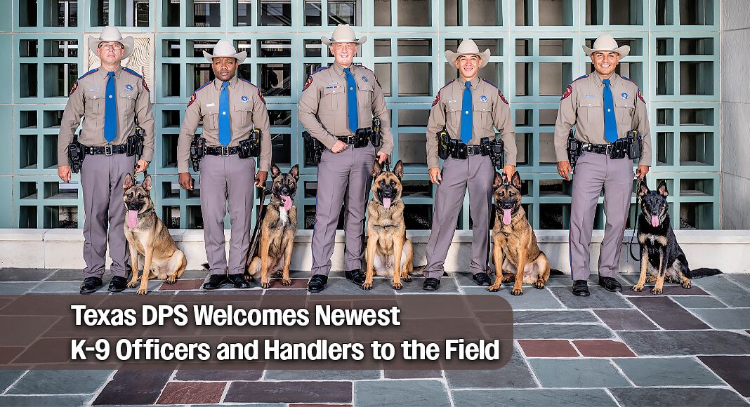 The Texas Department of Public Safety (DPS) proudly graduates five new K-9 teams and two certified K-9 Tech Trainers ready to deploy across Texas. These teams will serve as a critical resource in enhancing public safety by supporting narcotics and explosives detection as well as broader law enforcement efforts. Photo: Texas DPS