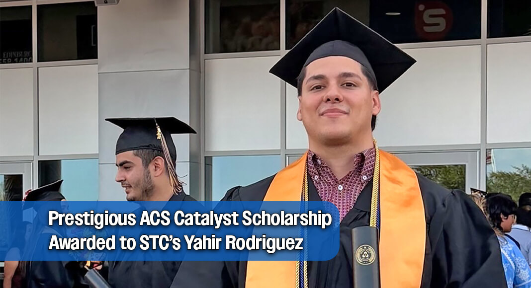 Yahir Rodriguez is celebrating multiple academic milestones after earning his associate degree in Chemistry from South Texas College (STC) and being selected for a nationally competitive scholarship from the American Chemical Society (ACS). STC image