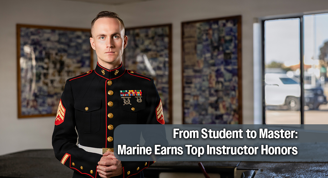 Marine Corps Sgt. Kade Prentice, an aviation support equipment instructor and course supervisor assigned to the Center for Naval Aviation Technical Training Unit North Island, poses at Naval Air Station North Island, Calif., April 24, 2026. Photo credit: Austen McClain, Navy via US DOW