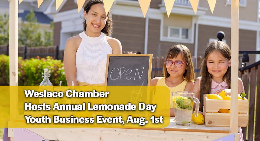 Lemonade Day Weslaco, a youth entrepreneurship program hosted by the Weslaco Area Chamber of Commerce, returns on Saturday, August 1, from 5:00 PM to 8:00 PM at Isaac D. Rodriguez Park (1200 E. 6th St., Weslaco, TX). This free community event will feature children's lemonade stands, food, family-friendly activities, and fun for all ages. Image for illustration purposes