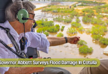 Governor Abbott Surveys Flood Damage In Cotulla