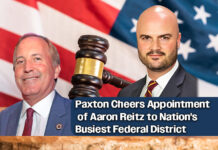 Texas AG Paxton Congratulates Aaron Reitz on Assumption of SDTX U.S. Attorney Role