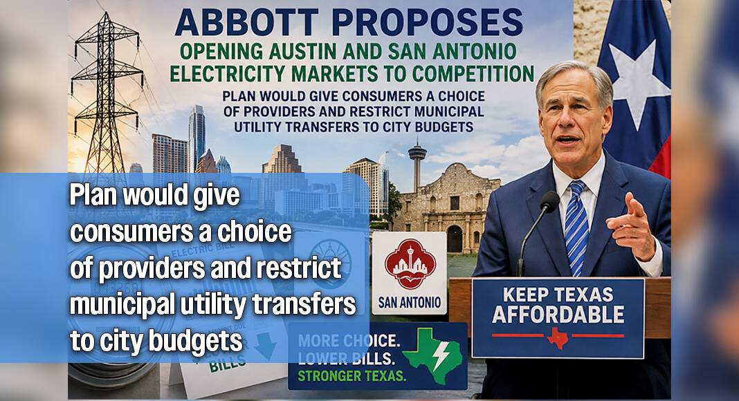 Gov. Greg Abbott is proposing legislation that would change how electricity is sold in Austin and San Antonio by opening the cities’ markets to competing providers and restricting the use of municipal utility revenue to support city government operations. Image for illustration purposes.