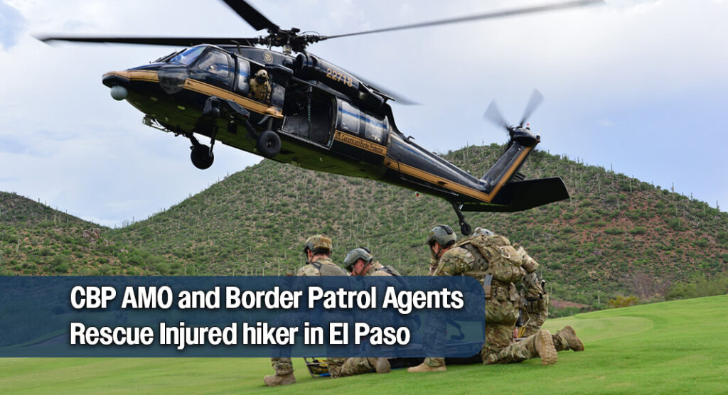 A U.S. Customs and Border Protection Air and Marine Operations helicopter crew and U.S. Border Patrol Special Operations Detachment agents rescued an injured hiker in the Franklin Mountains State Park on Aug. 15. Image: USCBP Flickr Public for illustration purposes