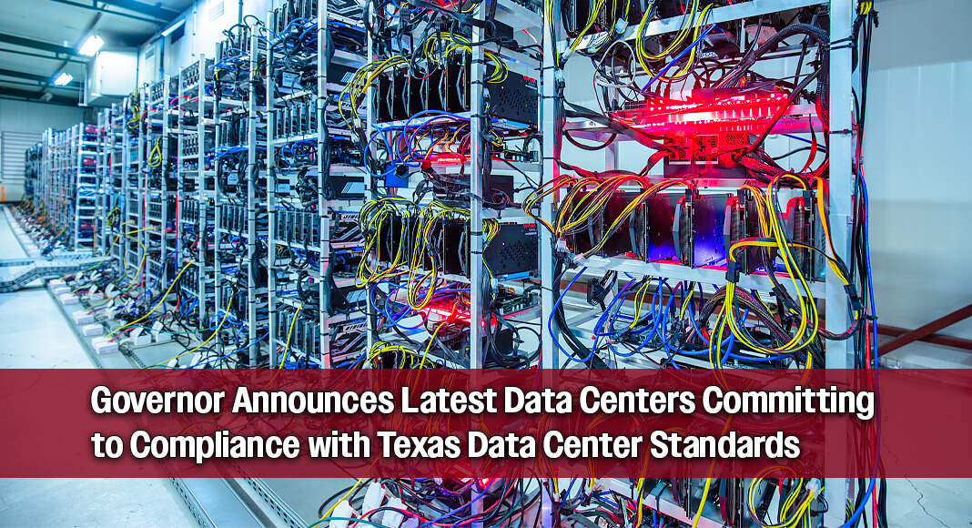 Governor Greg Abbott announced that Galaxy, Compass Datacenters, Montera Infrastructure, Amazon, Lancium and Cipher Digital will comply with the standards and guidelines he established for data centers. Image for illustration purposes