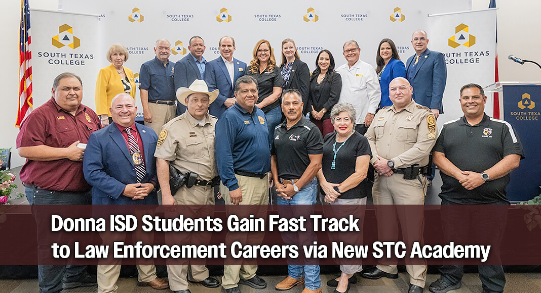 Representatives from STC, Donna ISD and the TCOLE celebrate the signing of a partnership agreement launching the region's first dual credit Basic County Corrections Academy. STC image