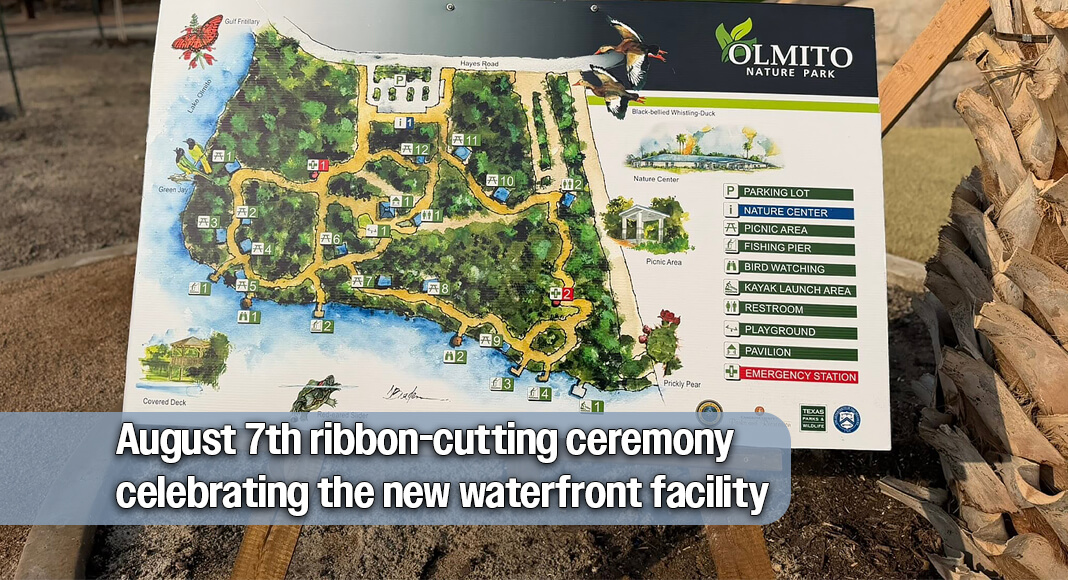 Cameron County is pleased to announce the ribbon cutting ceremony for the Olmito Nature Park Phase II Kayak Launch on Friday, August 7, 2026, at 9:00 a.m. at 9538 Hayes Road, Olmito, Texas 78575. Image source: @brownsvilleonline via Facebook