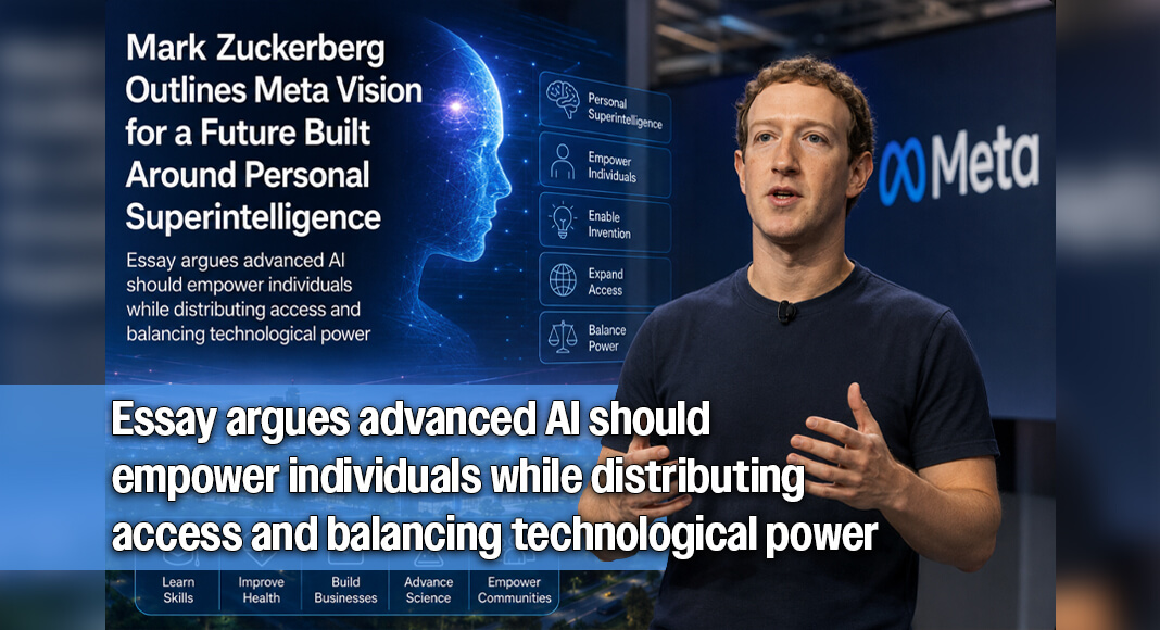 Meta CEO Mark Zuckerberg outlines his vision for a future built around personal superintelligence, emphasizing AI that empowers individuals through personalized tools for learning, health, careers, and innovation. Read the complete essay, The Path to a Positive AI Future, at Meta.com. Image for illustration purposes
