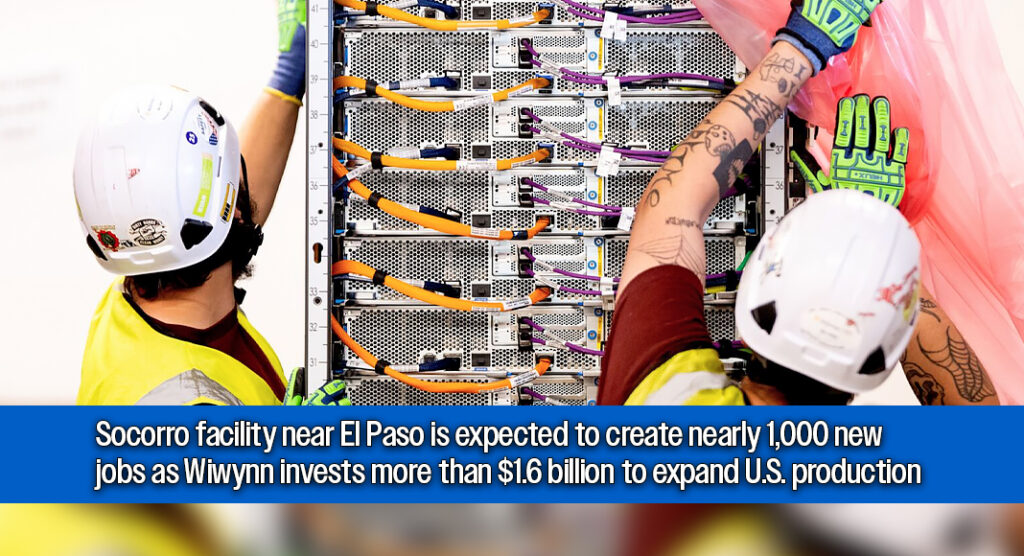 Amazon and Wiwynn are expanding advanced manufacturing operations in Socorro, near El Paso, with plans to create nearly 1,000 new jobs by the end of 2027 and increase domestic production of hardware used in Amazon’s data center infrastructure. Courtesy image