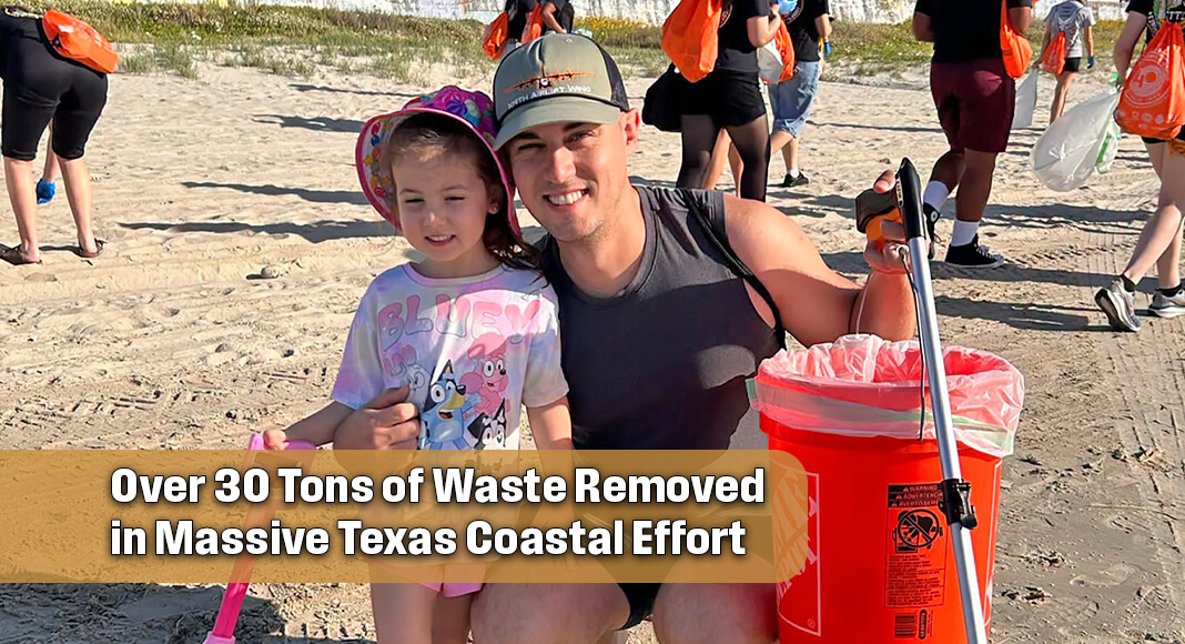 This year, 6,106 volunteers participated in the cleanup to help keep Texas beaches beautiful by removing nearly 62,000 pounds of trash from the coast. Image courtesy of Texas GLO