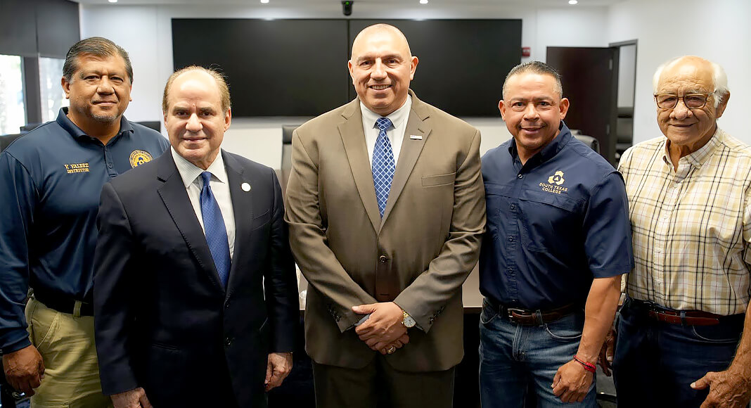 At a recent gathering, Donna Chief of Police Gilbert Guerrero joined college leadership, instructors, family, friends and longtime mentors, including STC President Ricardo Solis and STC Trustee David de los Rios, to celebrate the completion of his Associate Degree in Law Enforcement. STC image