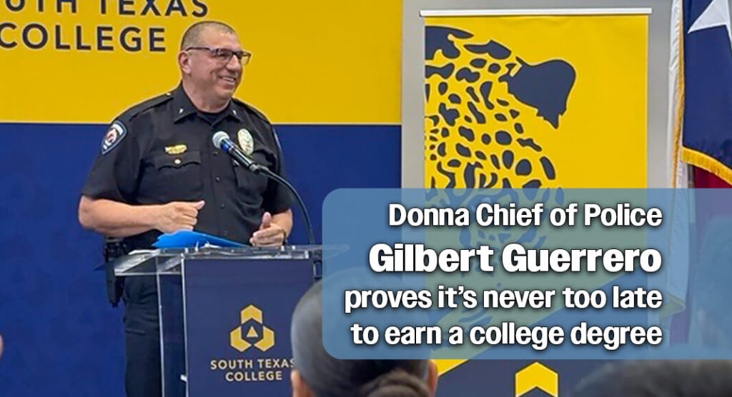 Chief Guerrero was invited to serve as keynote speaker at one of STC’s recent Police Academy completion ceremonies, where he shared his experience and continued inspiring the next generation of law enforcement professionals. STC image