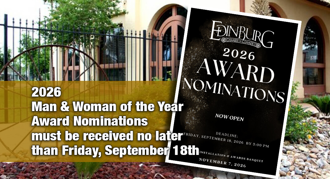 Nominees must be an Edinburg resident, own a business in Edinburg, or work in Edinburg. must be accompanied by a current resume, and must be received no later than Friday, September 18, 2026. Courtesy image for illustration purposes