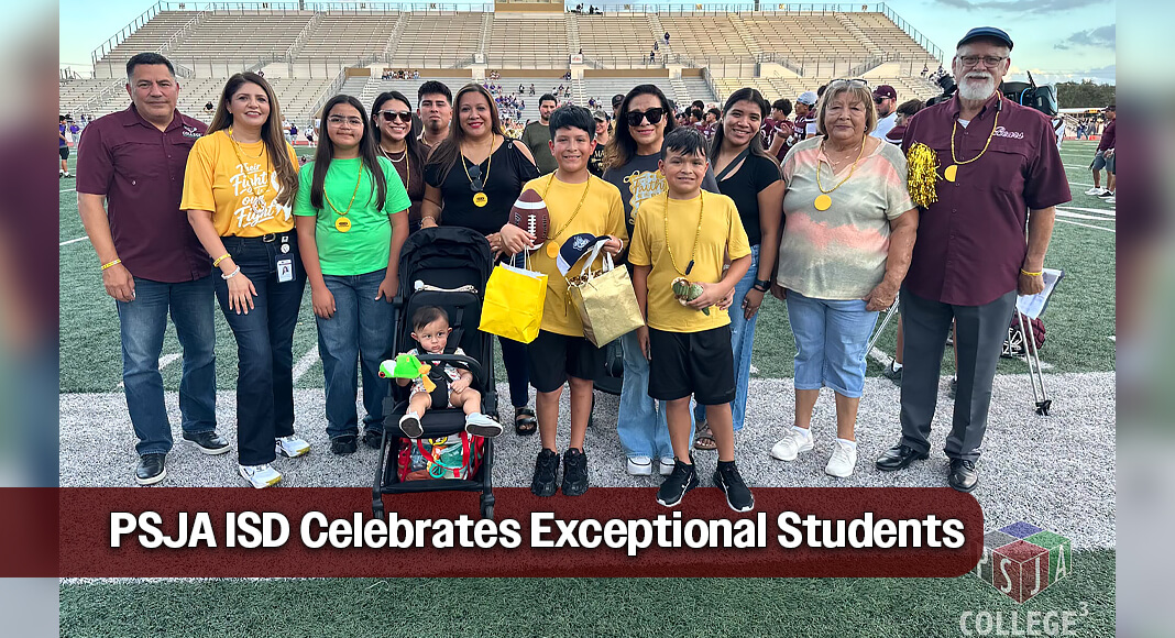Pharr-San Juan-Alamo Independent School District (PSJA ISD) honored more than 27 students who are battling childhood cancer or are in remission during a special Go Gold pre-game presentation held Friday, September 25, 2026, at PSJA Stadium. Image courtesy of PSJA ISD
