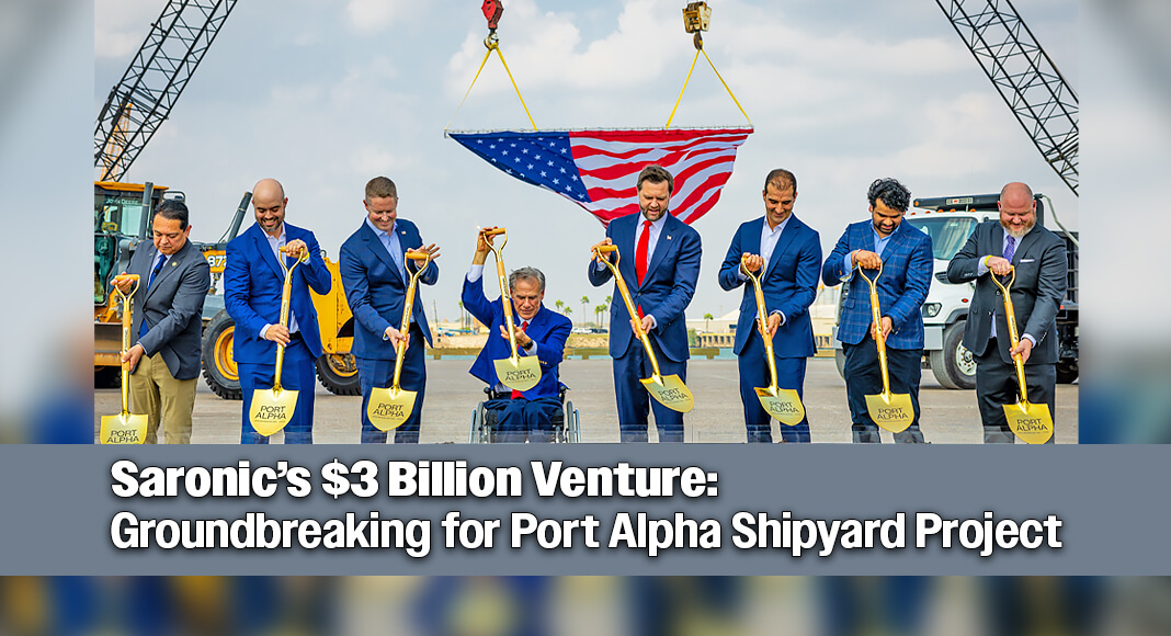 The Governor was joined by Vice President J.D. Vance, Saronic Technologies Co-Founder and CEO Dino Mavrookas, Congressmen Vicente Gonzalez, Jr. and Nathaniel Moran, Cameron County Judge Eddie Treviño, Jr. and Under Secretary of Commerce for International Trade William Kimmitt. Photo: Office of The Governor