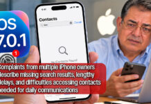 iPhone User Reports Persistent Contact Search Problems After iOS 27.0.1 Update