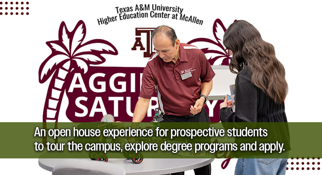 The Texas A&M University Higher Education Center at McAllen (HECM) will host Aggieland Saturday in the Rio Grande Valley on Saturday, Oct. 10, 2026, from 9 a.m. to 1 p.m. Image curtesy of TEXAS A&M UNIVERSITY HIGHER EDUCATION CENTER AT McALLEN