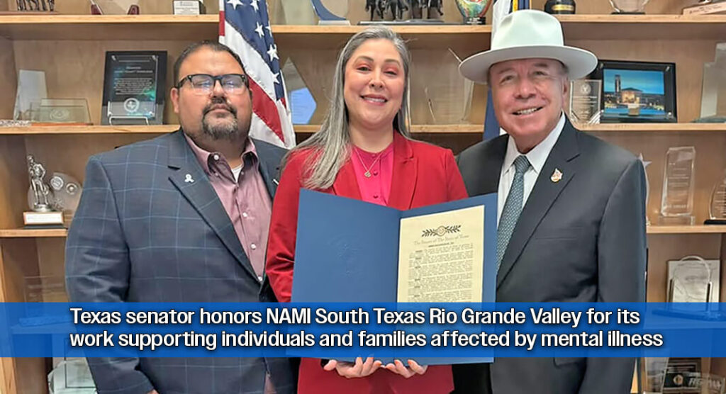 Texas Sen. Juan “Chuy” Hinojosa marked the final day of Suicide Prevention Awareness Month on September 30, 2026, by presenting a Texas Senate Proclamation to the National Alliance on Mental Illness (NAMI) South Texas Rio Grande Valley, recognizing the organization’s efforts to promote mental health awareness and suicide prevention. Courtesy image