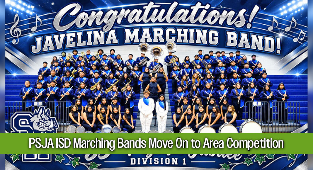 All four Pharr-San Juan-Alamo ISD (PSJA ISD) high school marching bands earned 1st Division ratings at the University of Interscholastic League (UIL) Pigskin Marching Contest held Saturday, October 17, 2026, at McAllen Stadium, securing their advancement to the next level of UIL Competition. Image courtesy of PSJA ISD