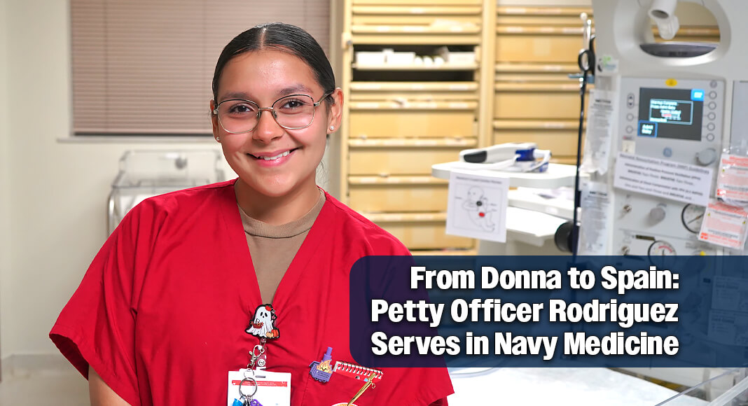 Petty Officer 3rd Class Elizmar Rodriguez, a native of Donna, Texas, serves in the U.S. Navy assigned to Navy Medicine Readiness and Training Command (NMRTC) Rota, Spain.Rodriguez graduated from McAllen Memorial High School in 2025. Lessons from Donna continue to shape Rodriguez’s service. Courtesy image